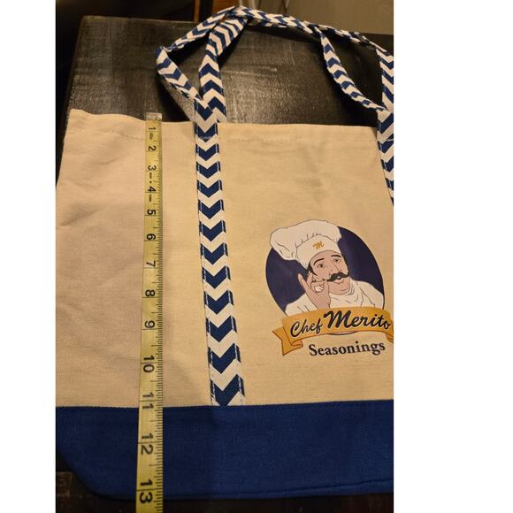 LA Dodgers Chef Merito Seasonings 2019 Large Tote Bag Cream Blue - Picture 8 of 8